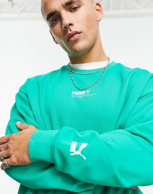 Puma acid bright sweatshirt in green - exclusive to ASOS