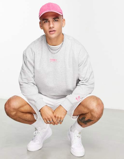 Puma acid bright sweatshirt in grey and pink exclusive to ASOS