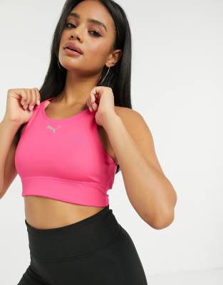 Puma active essentials Training bra in pink with reflective logo