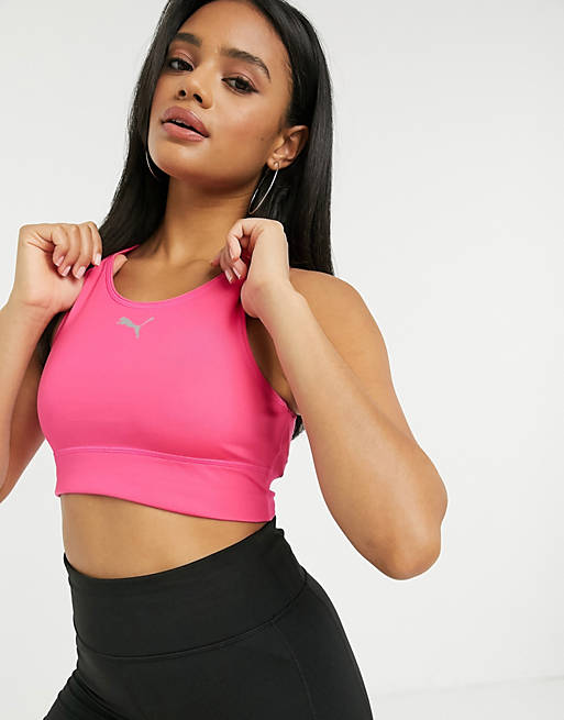 PUMA active essentials Training bra in pink with reflective logo