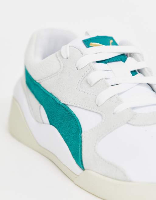 Puma aeon heritage trainers in white & green Clearance