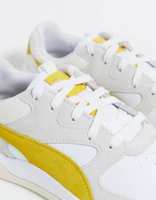 puma aeon heritage trainers in white & yellow