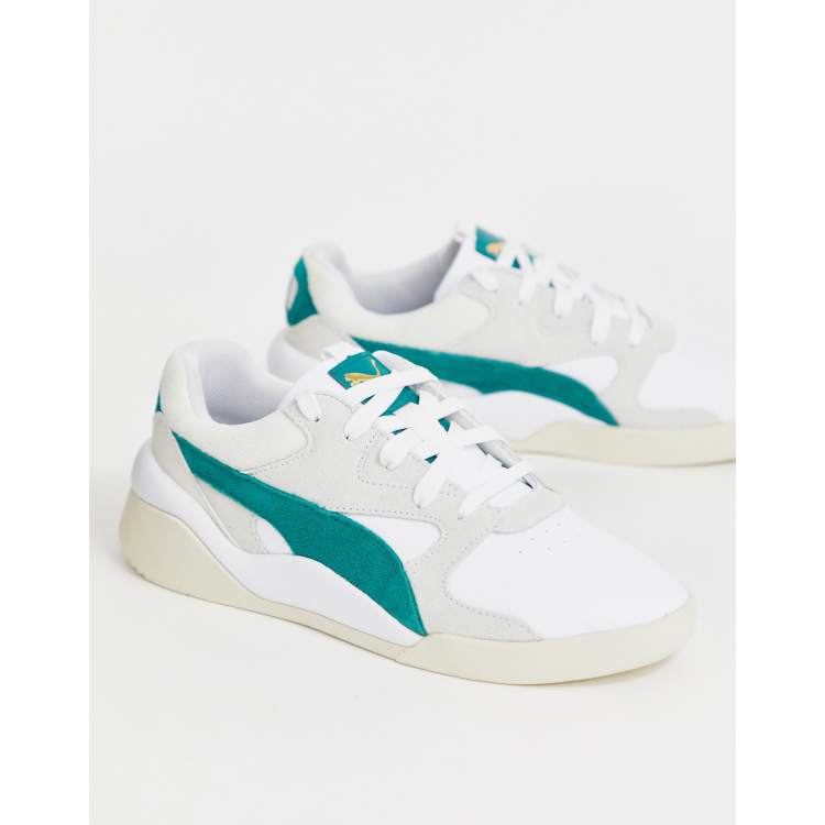 Puma aeon heritage white and best sale green trainers