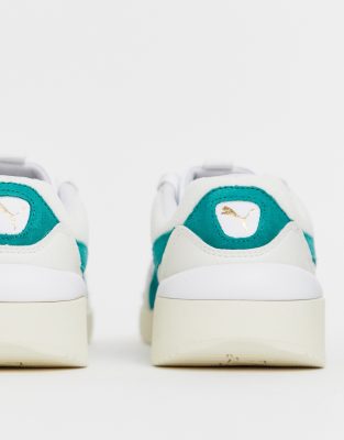 puma aeon heritage trainers in white & yellow