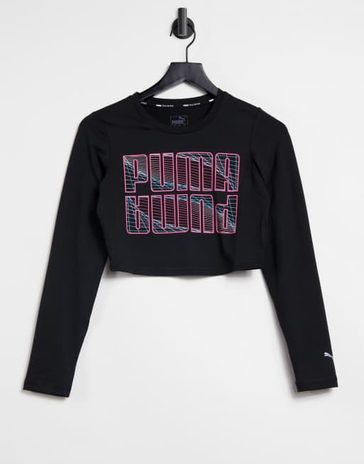 PUMA - After Glow - T-shirt corta a maniche lunghe nera