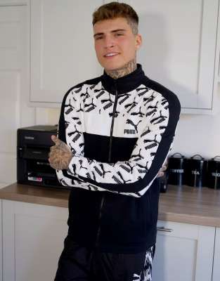 puma jacket black and white