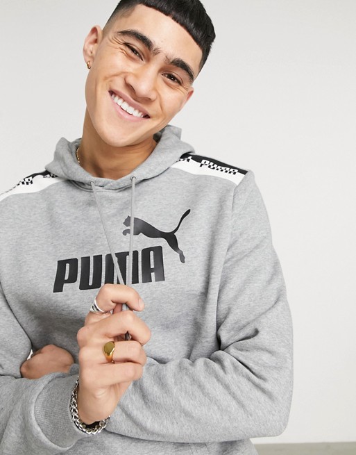 Puma Amplified chest logo hoodie in grey