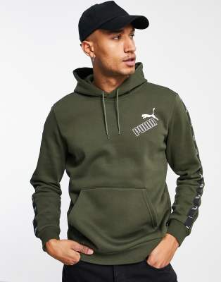 Mens green shop puma hoodie