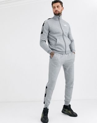 puma tracksuit grey and white