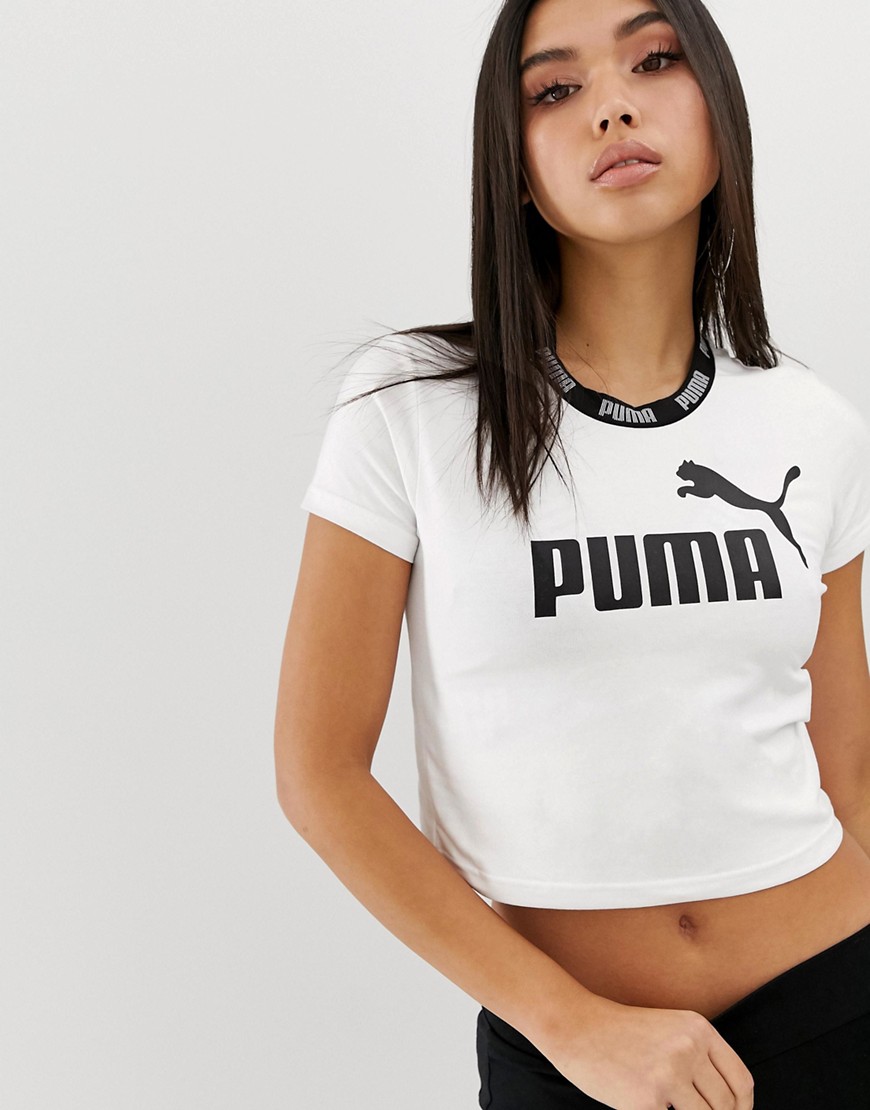 Puma - Amplified - Witte crop top met biezen