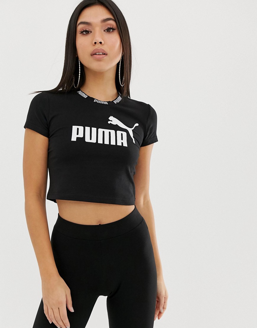 Puma - Amplified - Zwarte crop top met biezen