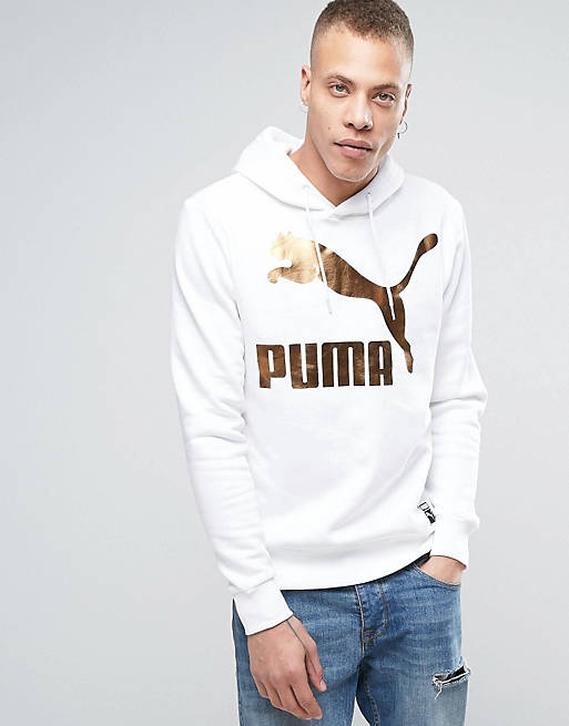 Puma Archive Metallic Logo Hoodie In White | ASOS