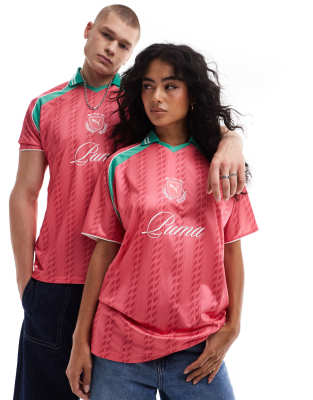 Puma Puma Archive print Football jersey in pink & green - exclusive to ASOS