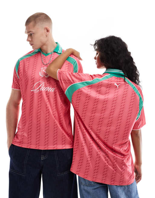 Puma Archive print Football jersey in pink green exclusive to ASOS ASOS