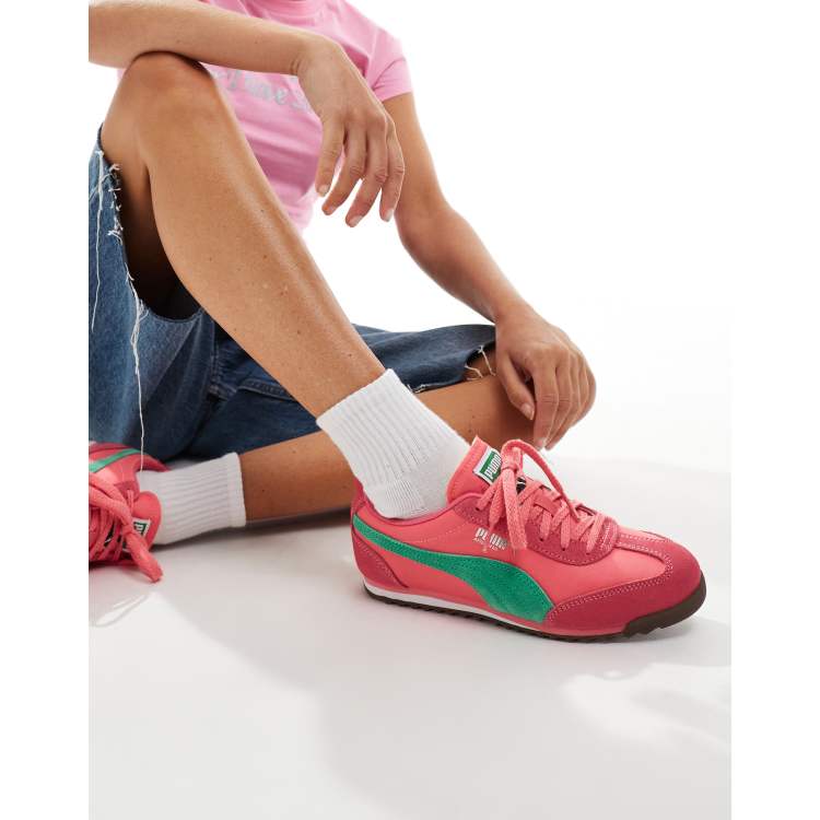 PUMA Arizona Nylon sneakers in pink and green ASOS