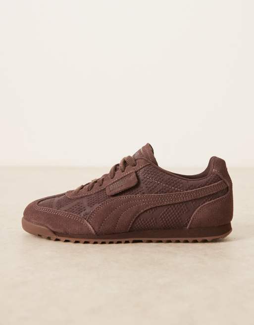 PUMA Arizona python sneakers in chocolate brown, 2 of 5