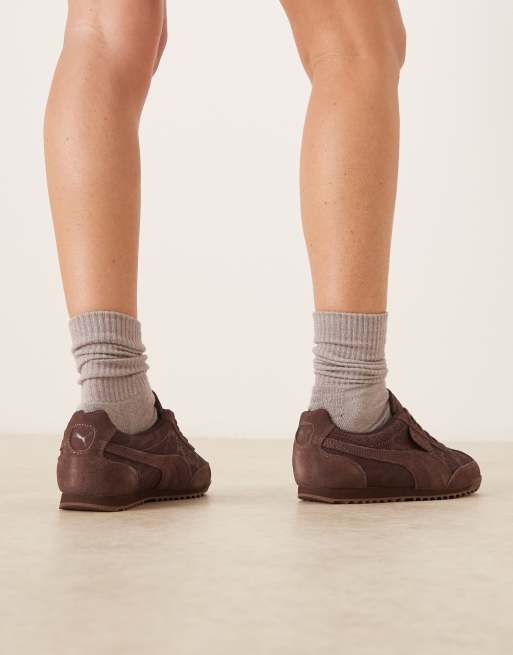 PUMA Arizona python sneakers in chocolate brown, 4 of 5