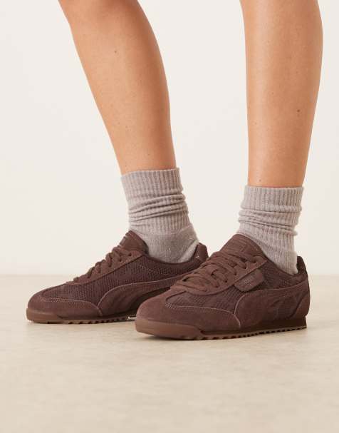 Puma Arizona python trainers in chocolate brown - view 1