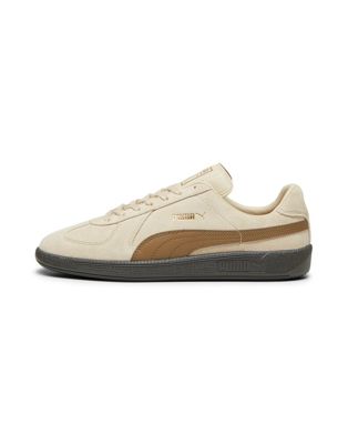 Puma Army trainer in neutral suede with chocolate stripe  - ASOS Price Checker