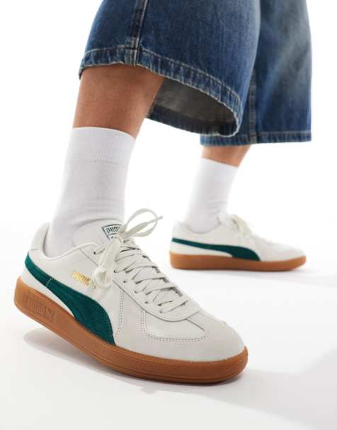 Puma Army trainers in white and green - view 1