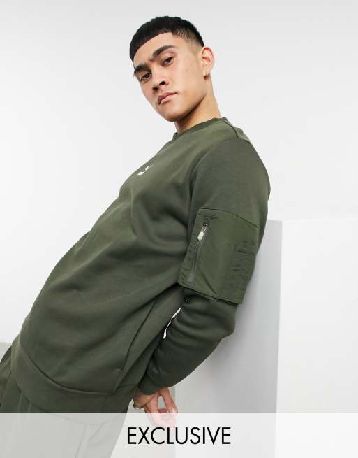 Puma Avenir MA1 sweatshirt in khaki exclusive to ASOS