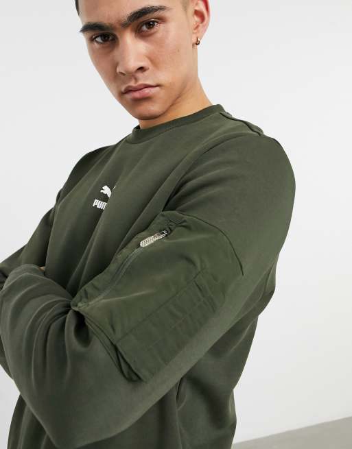 Khaki puma online sweatshirt