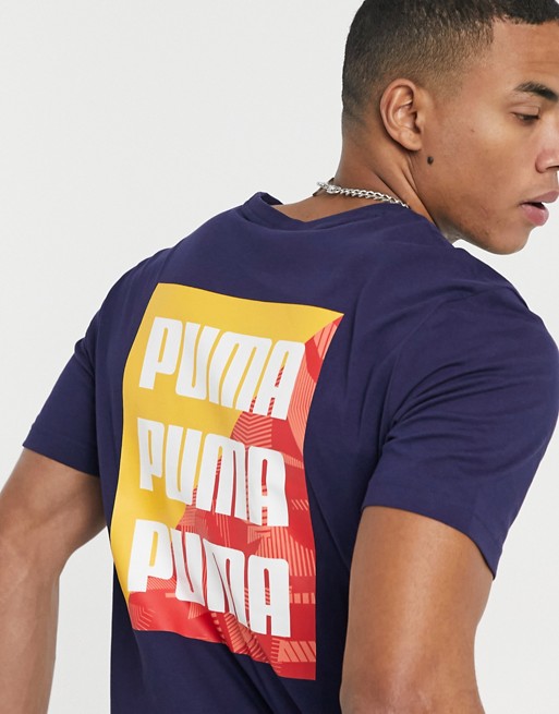 Puma backprint t-shirt in navy