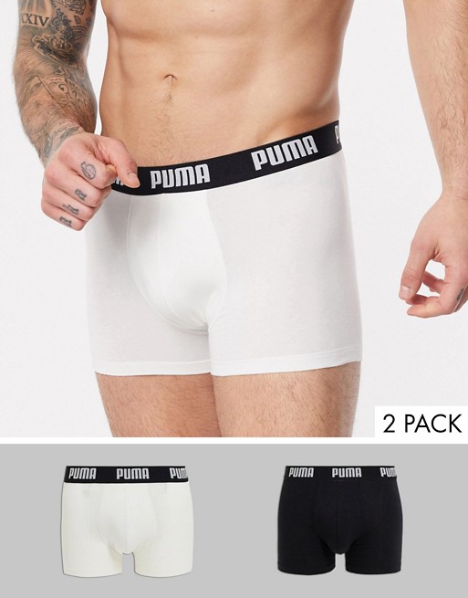 Puma basic boxer 2 pack in black and white