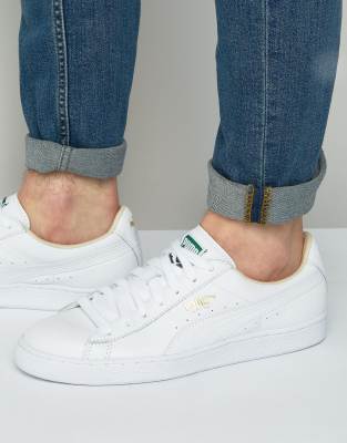 puma basket white leather