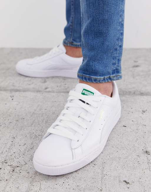 Puma white leather deals trainers