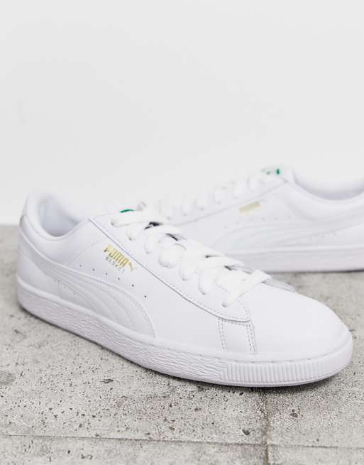 Puma white leather deals shoes