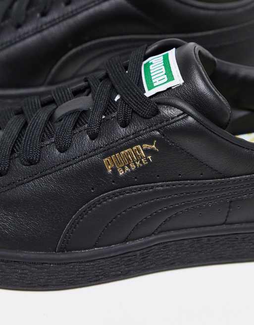 Black puma store basket leather