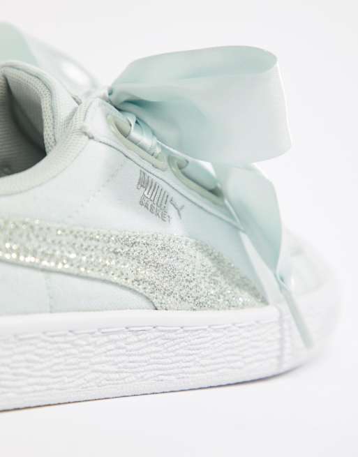 Puma basket heart canvas sneakers in blue