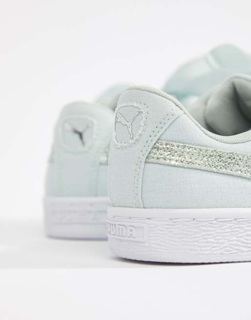 Puma basket heart canvas trainer in blue