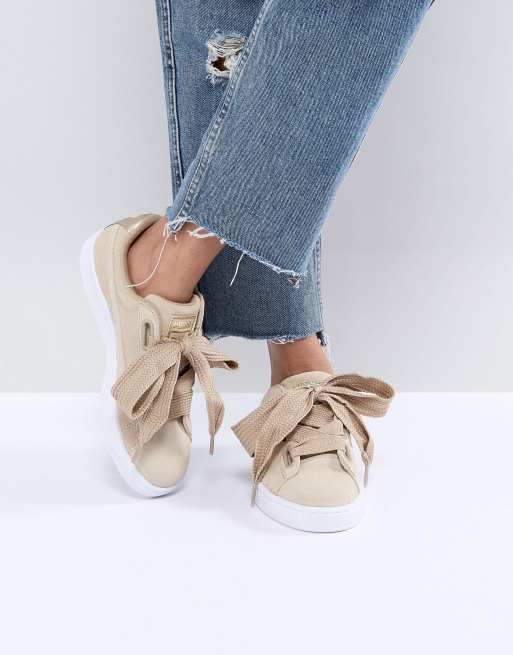 Basket Heart Sneakers With Metallic Trim In Tan ASOS