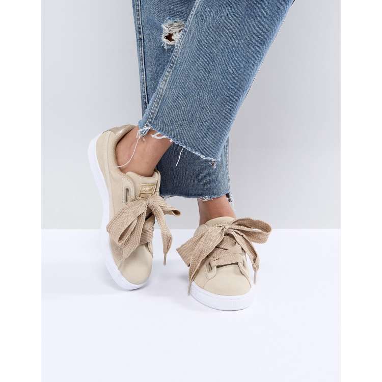 Puma Basket Heart Trainers With Metallic Trim In Tan ASOS