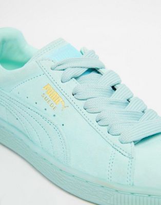 puma basket suede classic mint green sneakers