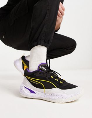 Puma Basketball Playmaker Spray trainers in black and purple