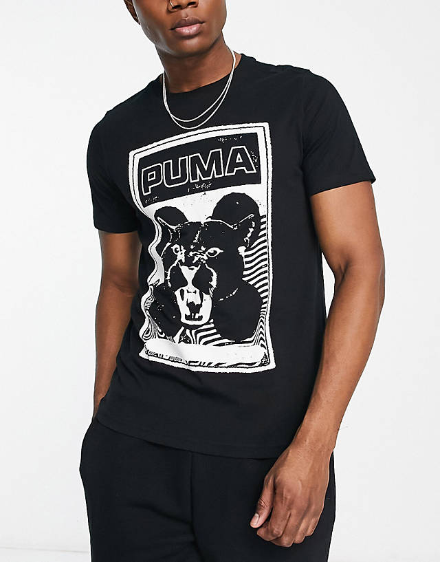 Puma - basketball timeout print t-shirt in black