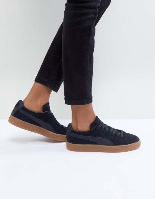 Puma Baskets classiques en daim avec semelle en caoutchouc Noir