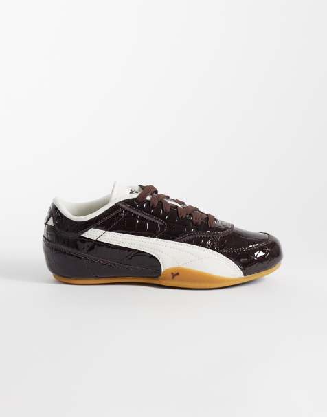 PUMA Bella Mina sneakers in chocolate croc print with gum sole - view 1