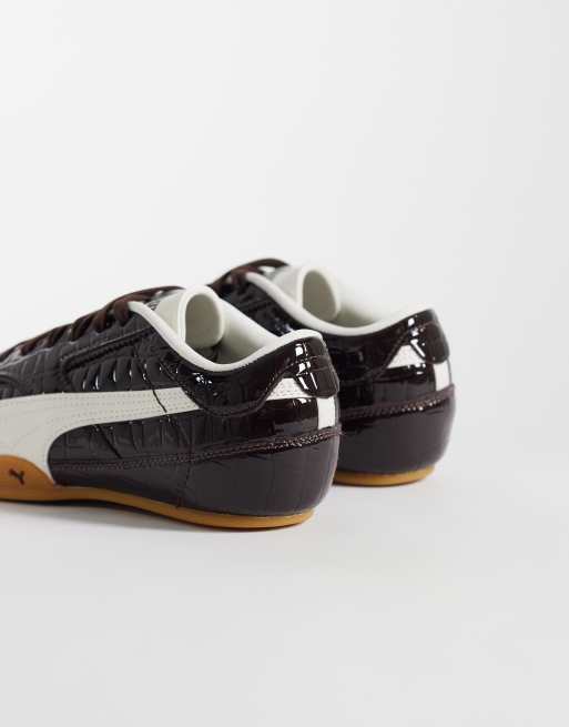 PUMA Bella Mina sneakers met chocoladebruine crocoprint en gumzool, 4 van 5