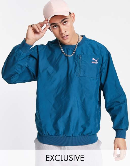 PUMA – Blågrön, quiltad sweatshirt med logga, endast hos ASOS