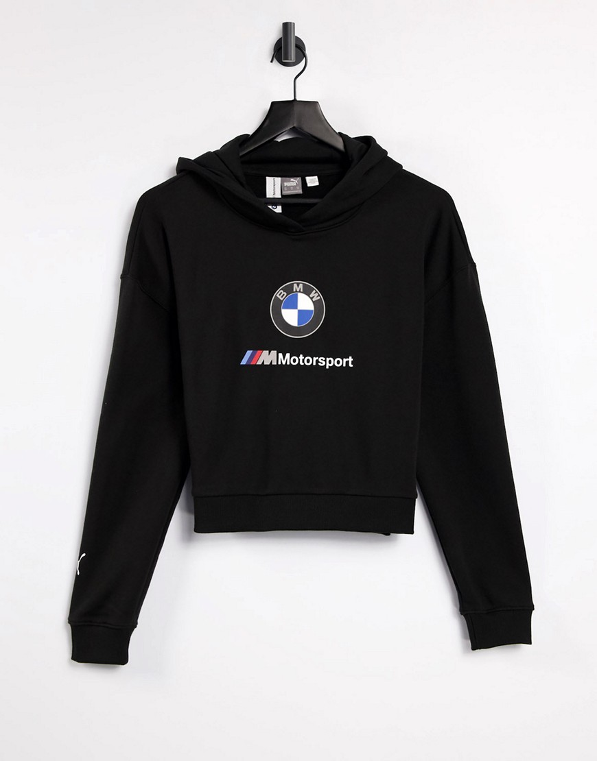 Puma BMW cropped hoodie in black