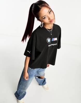 Puma Bmw Statement Cropped T-shirt In Black