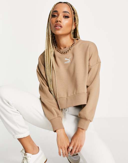 Tan store cropped sweatshirt