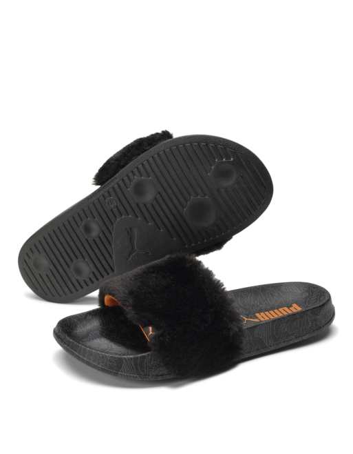 Puma fluffy hotsell slides on sale