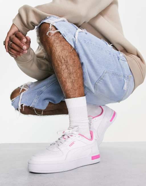 Pink and white puma hot sale suedes