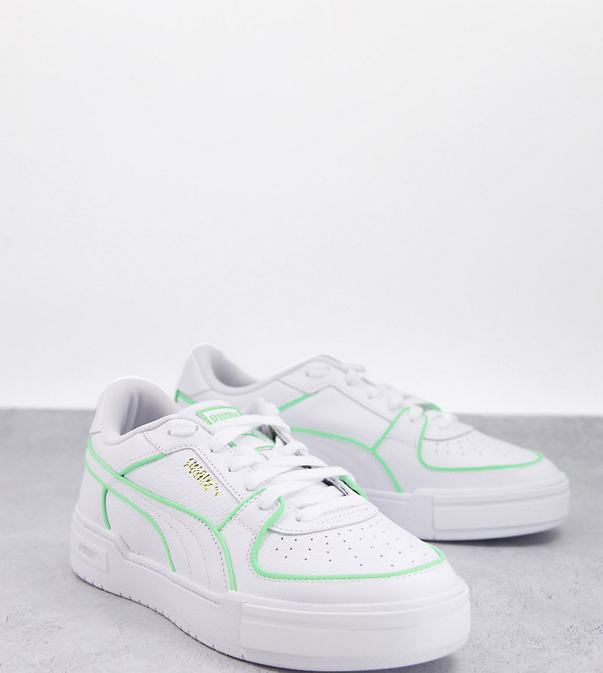 Puma CA Pro logo piping sneakers in white and green exclusive to ASOS