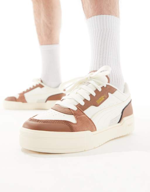 Puma CA Pro Luxe III trainers in off white and brown